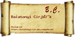 Balatonyi Cirjék névjegykártya